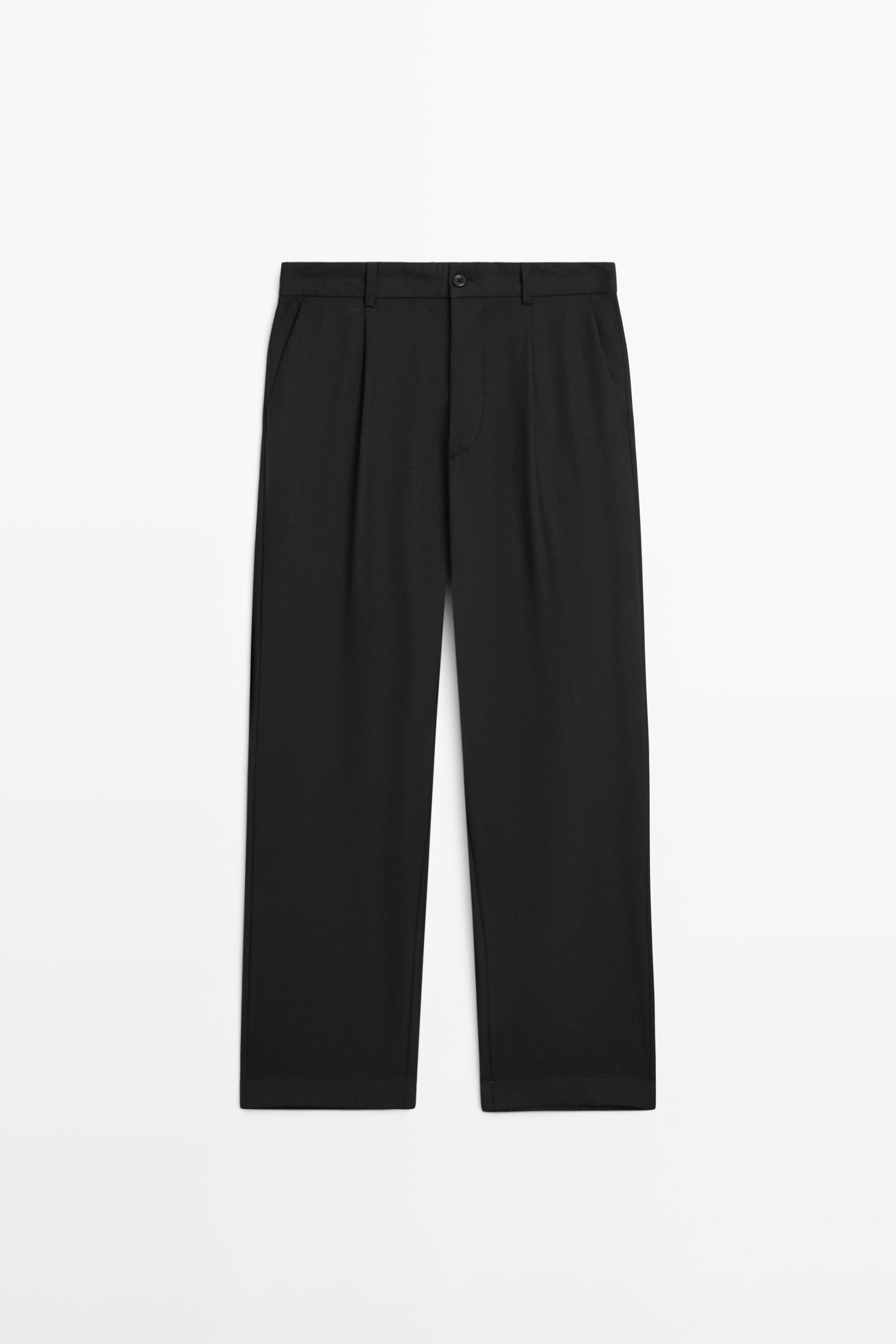 Relaxed fit darted cool wool blend trousers